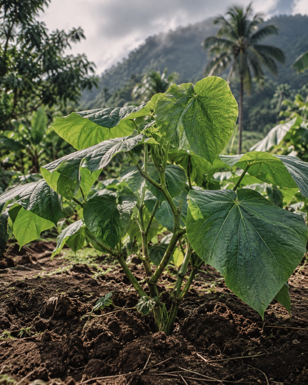 Noble kava plant growing
