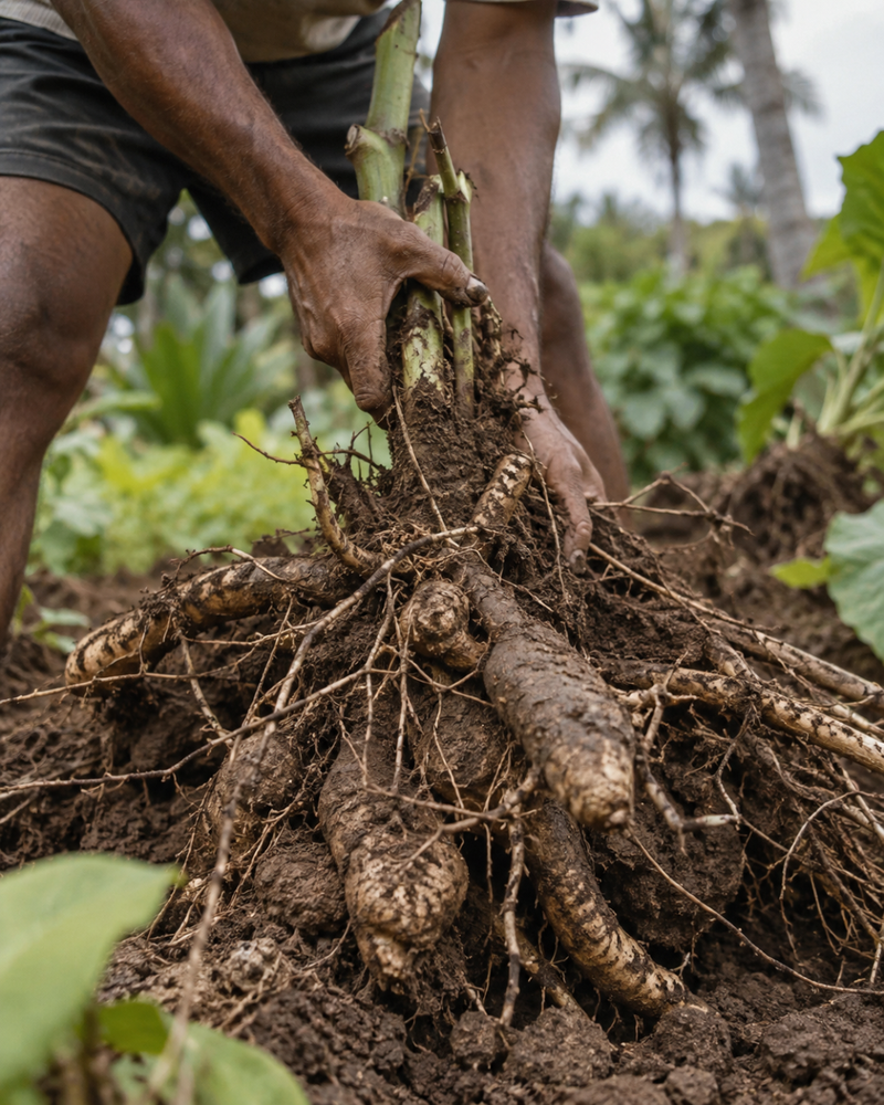 Harvested kava root
