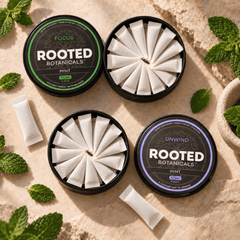 Rooted FOCUS and UNWIND kava pouch tins together as the DAY + NIGHT combo