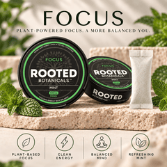 Rooted FOCUS Mint kava pouch tin, made in the USA