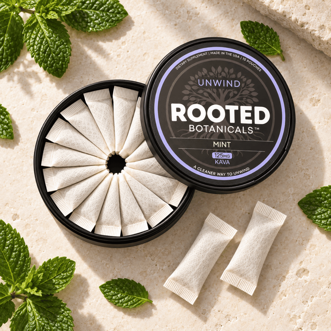Rooted UNWIND supplement facts with every active and dose listed
